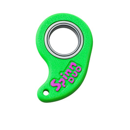 SpinnDuo Neon Bloom fingertip spinner shown from the front, featuring its bright dual-tone contrast and clean central bearing design
